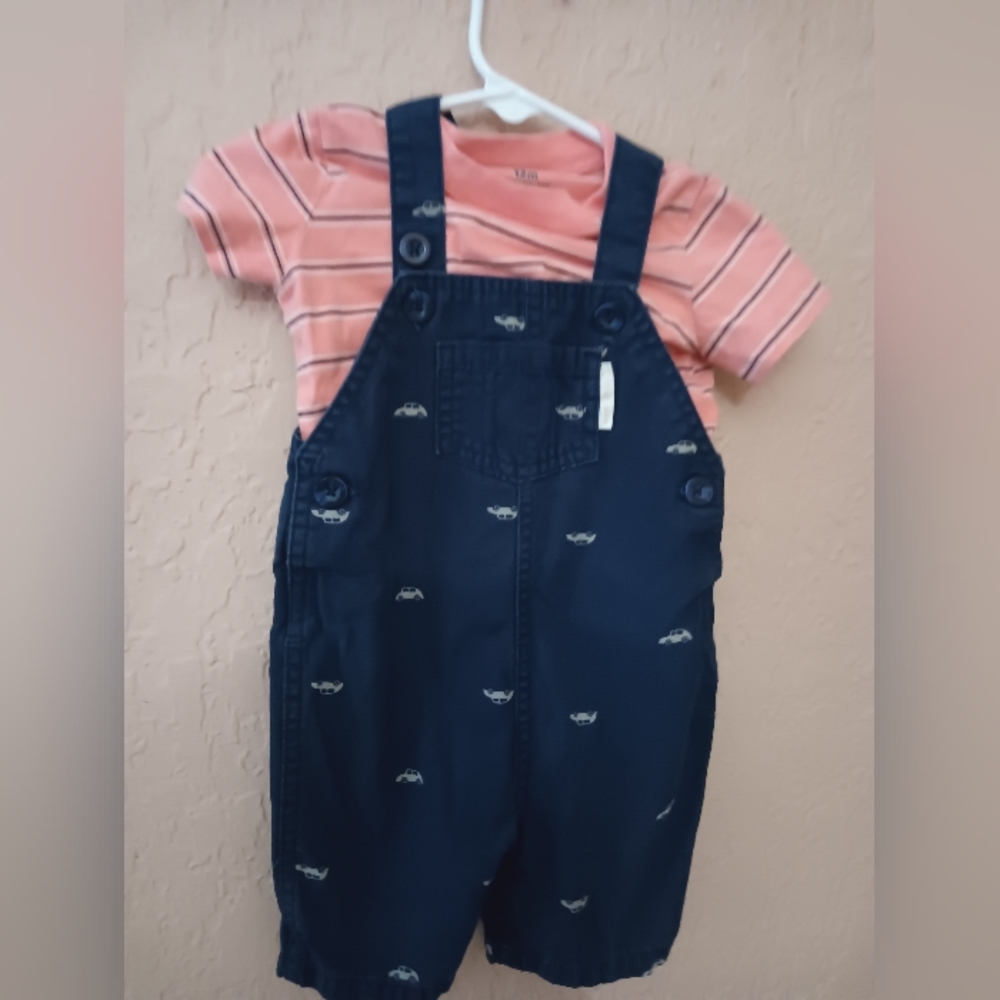 Carter's navy blue car overalls size 12 months